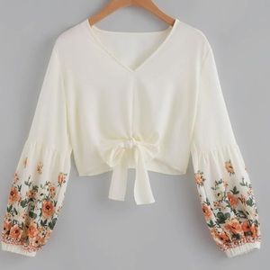 Floral Chiffon Crop Top | S